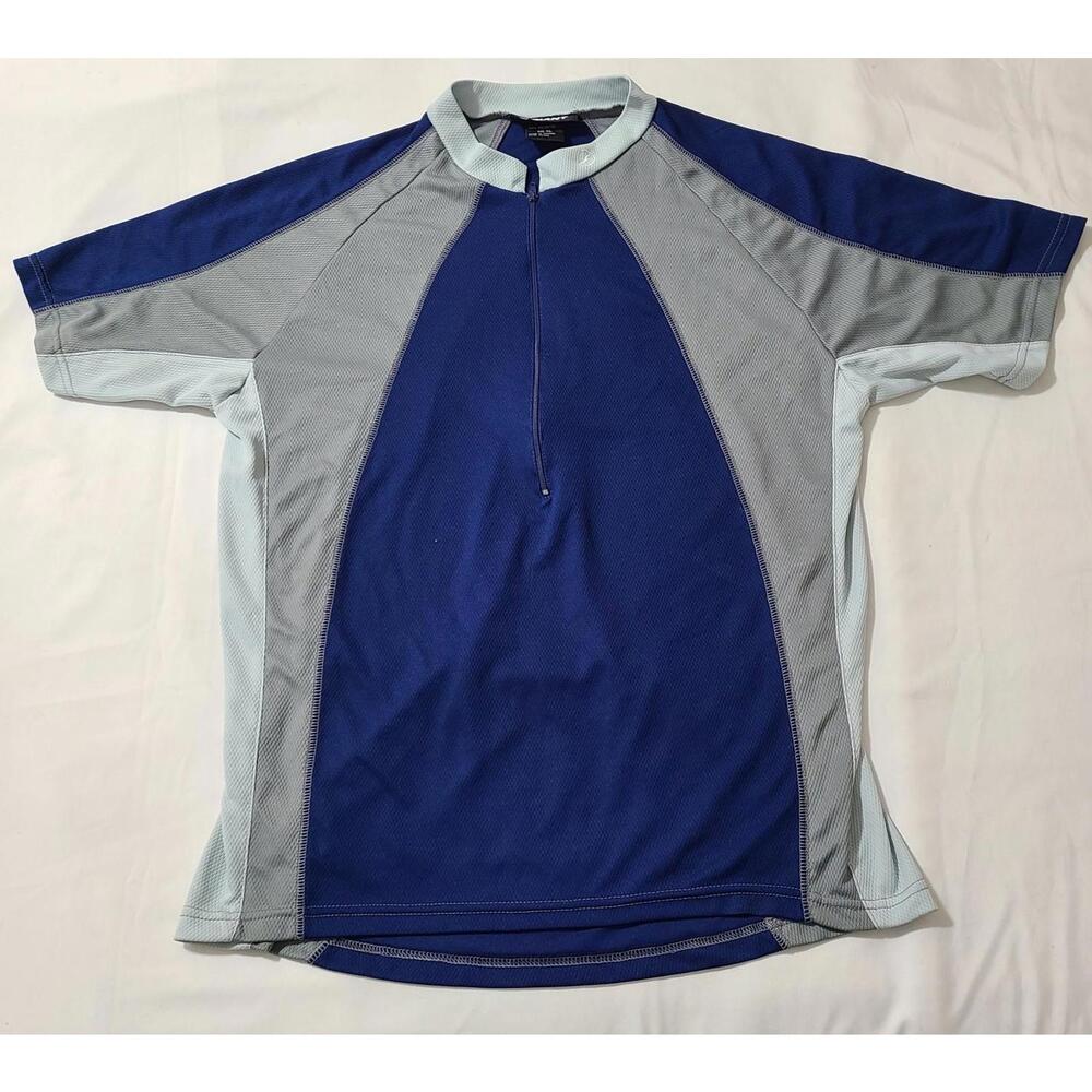 Giant 1/4 Zip Cycling Jersey  Womens Size XL Blue Grey White Mesh Bicycle Pouch